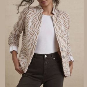 Maeve Zebra Print Cardigan - Tan and White